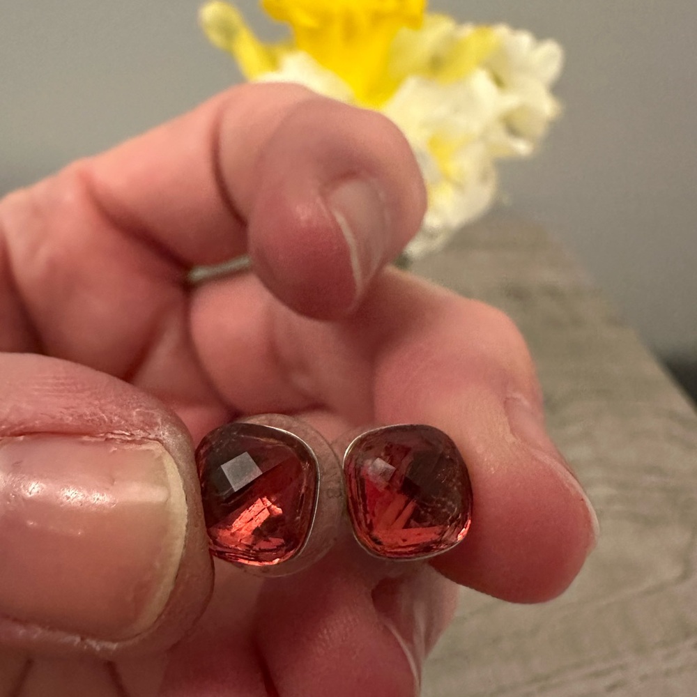 Swarovski  Silver and Red Stud Earrings